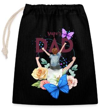 Super Dad - Hero of Everyday Life - Closable cotton gift bag (25x30cm) - black - Front