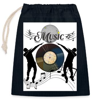 L’amour de la musique - Sac cadeau en coton avec cordon (25 x 30 cm) - bleu marine - Devant