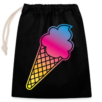 Eis Rahmen Verlauf farbenfroh Sommer Eiswaffel Ice - Verschließbarer Geschenkbeutel aus Baumwolle (25x30cm) - Schwarz - Vorne