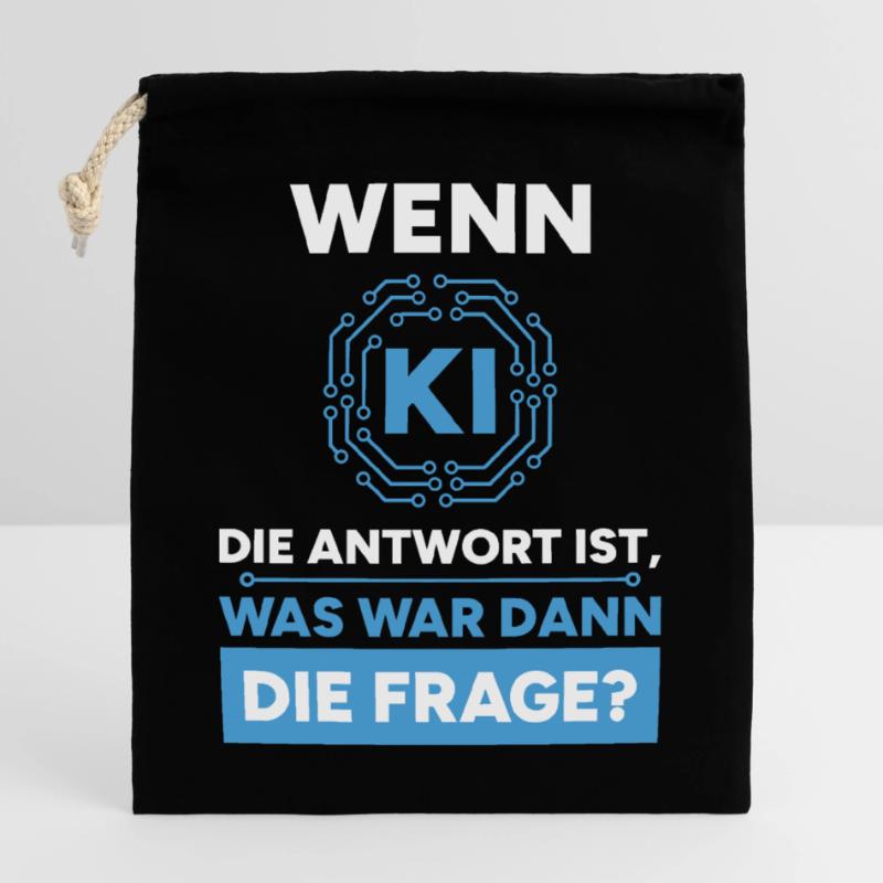 Artificial Intelligence Question Answer Saying Closable cotton gift bag (25x30cm)