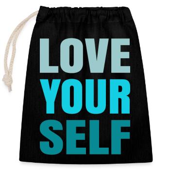 Love Yourself Positive Self Love Apparel - Closable cotton gift bag (25x30cm) - black - Front
