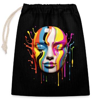 Masque de couleur - Sac cadeau en coton avec cordon (25 x 30 cm) - noir - Devant