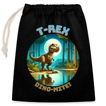 T Rex7 - Closable cotton gift bag (25x30cm) - black - Front