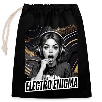 Énigme électro - Sac cadeau en coton avec cordon (25 x 30 cm) - noir - Devant