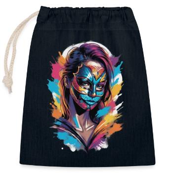 Colourfully veiled: The mask wearer - Closable cotton gift bag (25x30cm) - navy - Front