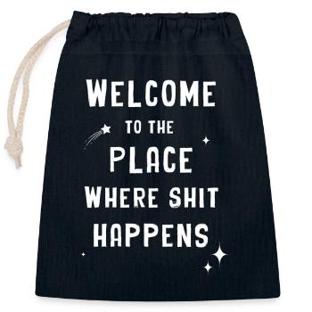 Welcome to the place - Closable cotton gift bag (25x30cm) - navy - Front