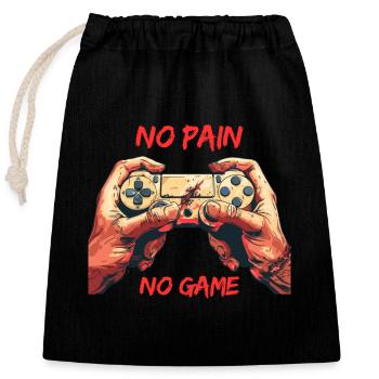 NO Pain NO Game - Verschließbarer Geschenkbeutel aus Baumwolle (25x30cm) - Schwarz - Vorne