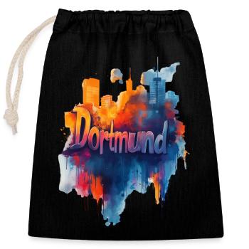 Dortmund - Verschließbarer Geschenkbeutel aus Baumwolle (25x30cm) - Schwarz - Vorne