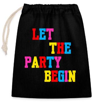 "Let the Party begin-Lets Dance" - Closable cotton gift bag (25x30cm) - black - Front