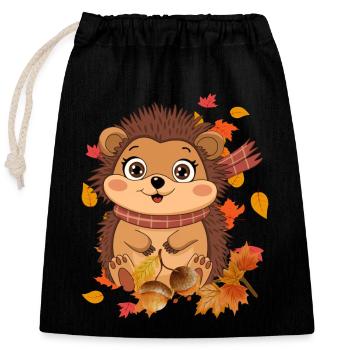 Automne - Sac cadeau en coton avec cordon (25 x 30 cm) - noir - Devant