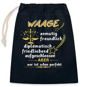 Sternzeichen WAAGE - Verschließbarer Geschenkbeutel aus Baumwolle (25x30cm) - Navy - Vorne