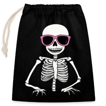 Skeleton Halloween Cool - Closable cotton gift bag (25x30cm) - black - Front