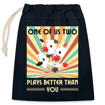 Einer Von Uns Beiden Spielt Besser Als Du Poker - Verschließbarer Geschenkbeutel aus Baumwolle (25x30cm) - Navy - Vorne