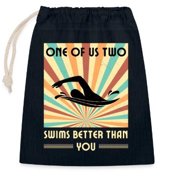 Einer Von Uns Beiden Schwimmt Besser Als Du - Verschließbarer Geschenkbeutel aus Baumwolle (25x30cm) - Navy - Vorne