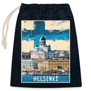 Helsinki Painting - Closable cotton gift bag (25x30cm) - navy - Front