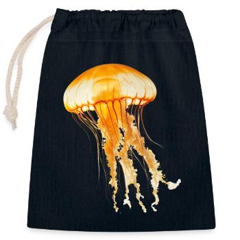 The variety of jellyfish is impressive. - Closable cotton gift bag (25x30cm) - navy - Front