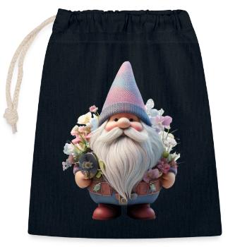 Gartenzwerg Design Blumenflüsterer - Verschließbarer Geschenkbeutel aus Baumwolle (25x30cm) - Navy - Vorne