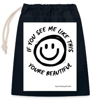 Youre Beautiful - Verschließbarer Geschenkbeutel aus Baumwolle (25x30cm) - Navy - Vorne