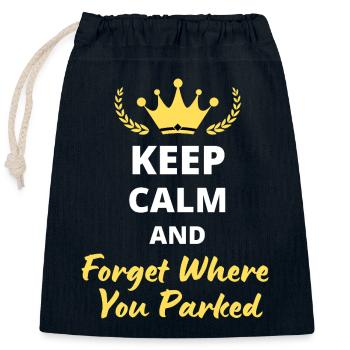 Keep Calm and Forget Where You Parked - Closable cotton gift bag (25x30cm) - navy - Front