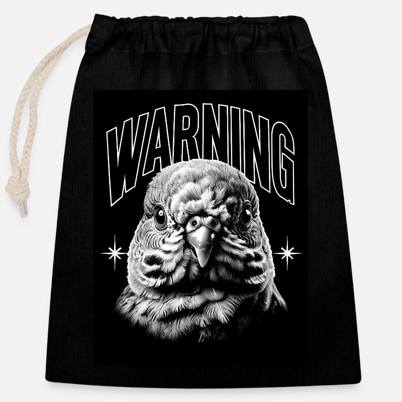 Avertissement Colombe Oiseau Cadeau - Sac cadeau en coton avec cordon (25 x 30 cm) - noir