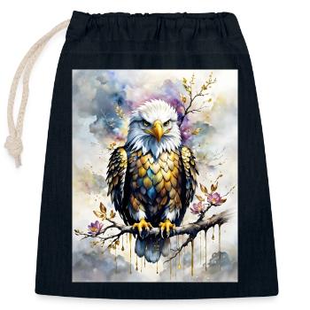 Bald Eagle - Closable cotton gift bag (25x30cm) - navy - Front