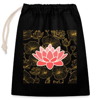Lotus in Leichtigkeit - stille Kraft sichtbar - Verschließbarer Geschenkbeutel aus Baumwolle (25x30cm) - Schwarz - Vorne
