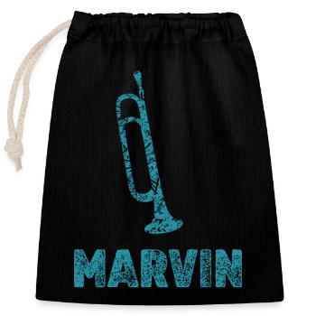 Brass band Marvin - Closable cotton gift bag (25x30cm) - black - Front