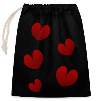Cœurs Flourissants sur Fond Noir - Sac cadeau en coton avec cordon (25 x 30 cm) - noir - Devant