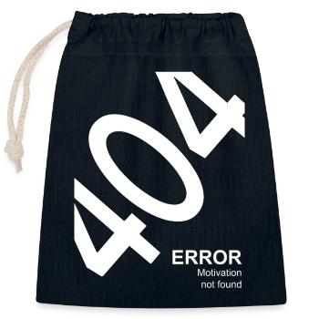 404 Erreur Motivation non trouvée Nerd Humour - Sac cadeau en coton avec cordon (25 x 30 cm) - bleu marine - Devant