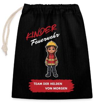 Motif héros pompier enfant - Sac cadeau en coton avec cordon (25 x 30 cm) - noir - Devant
