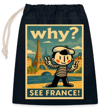 Why? See France Poster - Closable cotton gift bag (25x30cm) - navy - Front