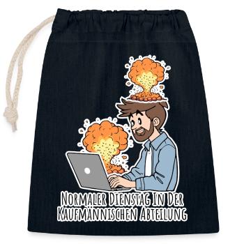 Complete chaos? Normal, commercial department! - Closable cotton gift bag (25x30cm) - navy - Front