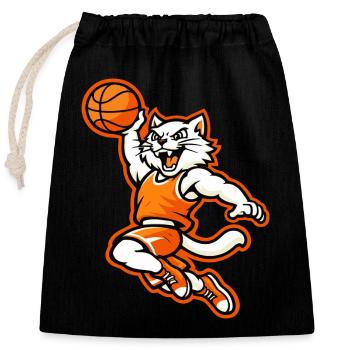 Angry Basketball Cat Slam Dunk Mascot - Closable cotton gift bag (25x30cm) - black - Front