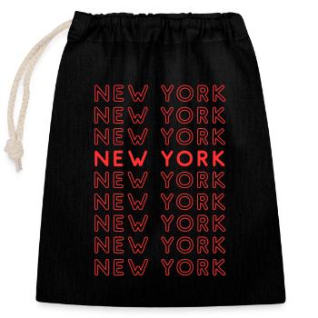 New York Grid Pattern - Closable cotton gift bag (25x30cm) - black - Front
