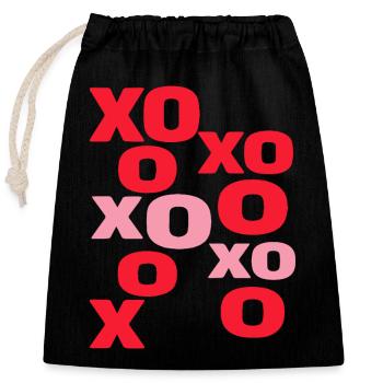 Lettres d’amour XO Typographie mignonne de la Saint-Valentin - Sac cadeau en coton avec cordon (25 x 30 cm) - noir - Devant