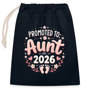 Tante 2026 Tante 2026 Befördert zu Tante 2026 - Verschließbarer Geschenkbeutel aus Baumwolle (25x30cm) - Navy - Vorne