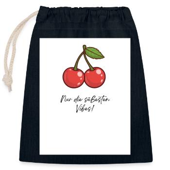 Kirsch-Vibes Süße Momente - Verschließbarer Geschenkbeutel aus Baumwolle (25x30cm) - Navy - Vorne