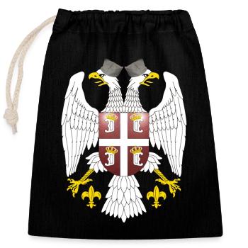 Wappen Serbien - Verschließbarer Geschenkbeutel aus Baumwolle (25x30cm) - Schwarz - Vorne
