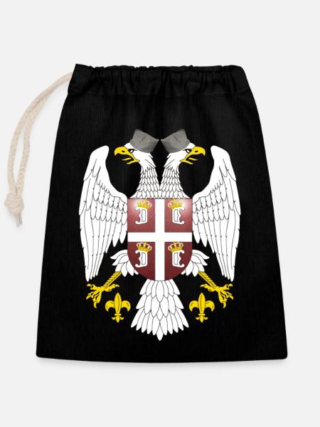 Wappen Serbien - Verschließbarer Geschenkbeutel aus Baumwolle (25x30cm) - Schwarz