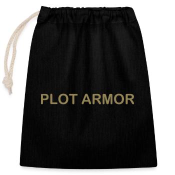 Lustige Sprüche über Plot Armor im Kino - Verschließbarer Geschenkbeutel aus Baumwolle (25x30cm) - Schwarz - Vorne