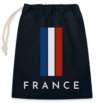 Drapeau de la France, fierté française - Sac cadeau en coton avec cordon (25 x 30 cm) - bleu marine - Devant