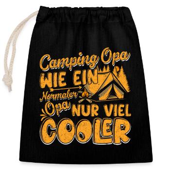 CAMPING OPA, WIE EIN NORMALER OPA NUR VIEL COOLER - Verschließbarer Geschenkbeutel aus Baumwolle (25x30cm) - Schwarz - Vorne