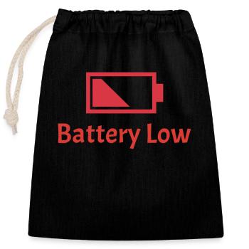 Battery Low - Closable cotton gift bag (25x30cm) - black - Front