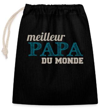 Meilleur Papa du monde - Sac cadeau en coton avec cordon (25 x 30 cm) - noir - Devant