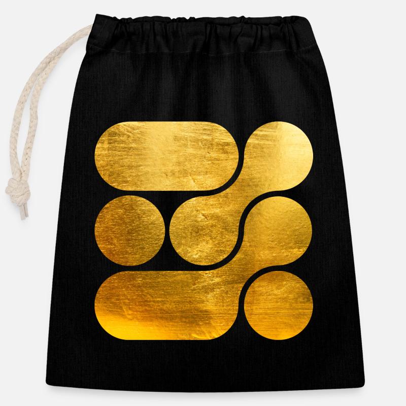 OCHOOO - GOLD - Sac cadeau en coton avec cordon (25 x 30 cm) - noir