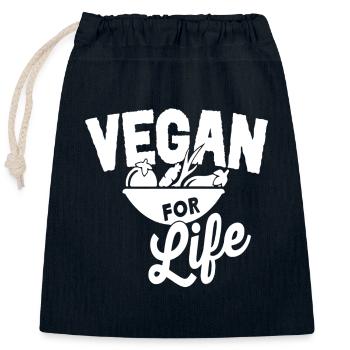 Vegan For Life - Closable cotton gift bag (25x30cm) - navy - Front