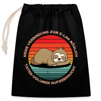 Faultier. Sloth. Lustiger Spruch. - Verschließbarer Geschenkbeutel aus Baumwolle (25x30cm) - Schwarz - Vorne
