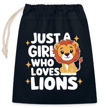 Lion Lion Animal Africa - Closable cotton gift bag (25x30cm) - navy - Front