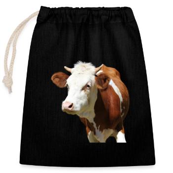 funny cow cow head - Closable cotton gift bag (25x30cm) - black - Front