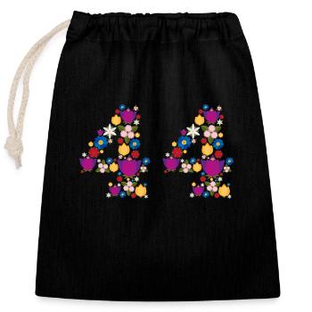 Fleurs 44 - Sac cadeau en coton avec cordon (25 x 30 cm) - noir - Devant